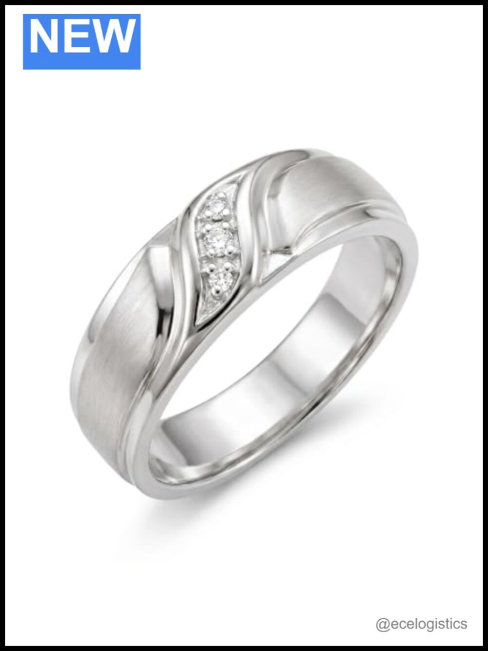 Sterling Silver Wedding Band Diamond Ring Comfort Fit Men's